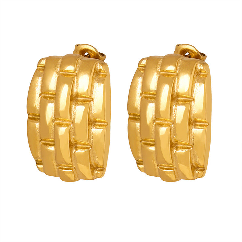 Golden Geometric Titanium Steel Earrings