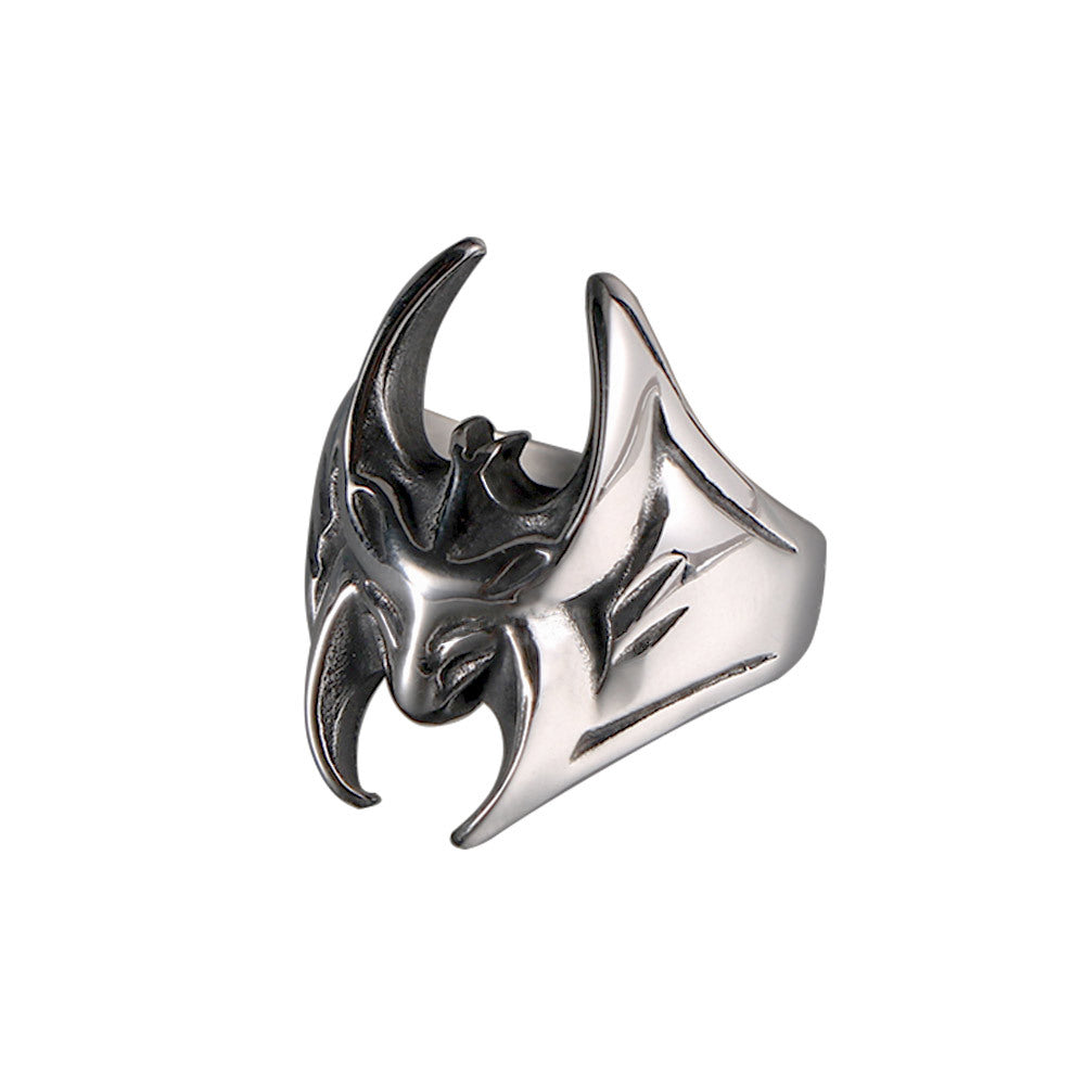 Customized Retro Batman Titanium Steel Ring for Men - Hip-Hop Style Wholesale