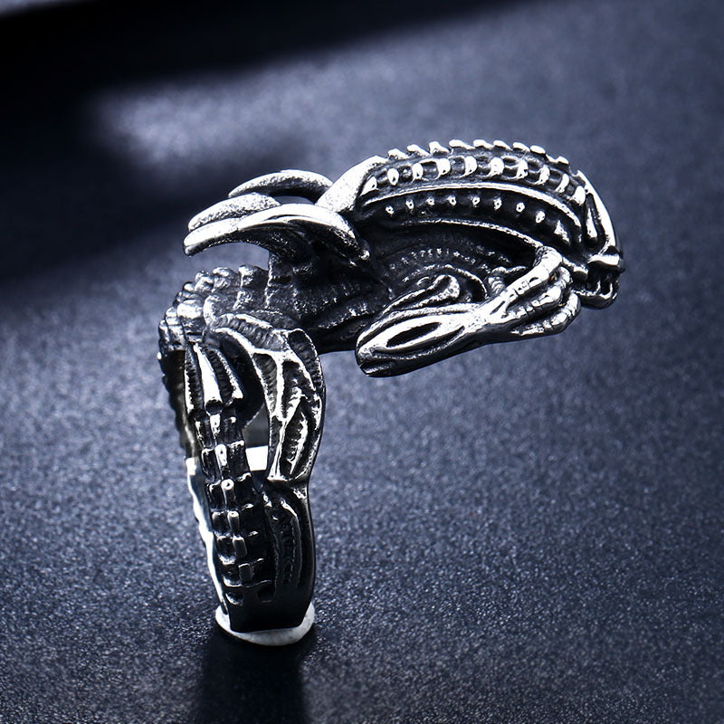 Stainless Steel 3D Animal Ring for Men - Retro Titanium Steel Design, Sizes 7-13