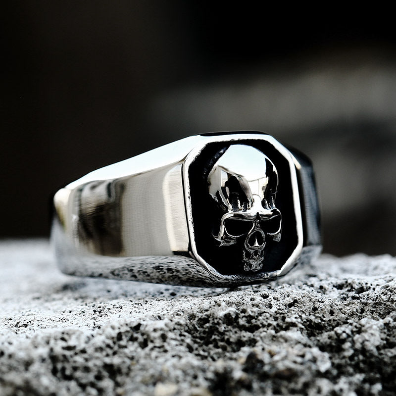 Men's Titanium Steel Punk Skull Ring - Edgy Hip Hop Style Wholesale Accessory