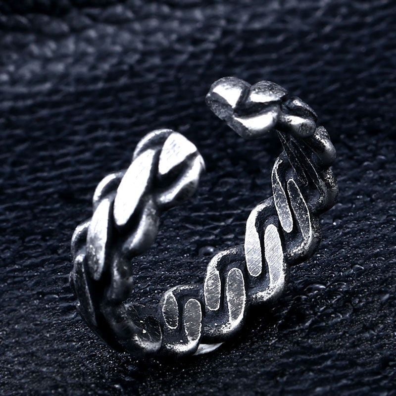 Vintage-Inspired Open Wheat Ears Titanium Steel Ring for Unisex Fashion