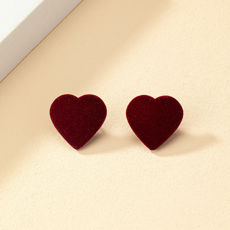 Burgundy Flocking Love Stud Earrings - Vienna Verve Collection