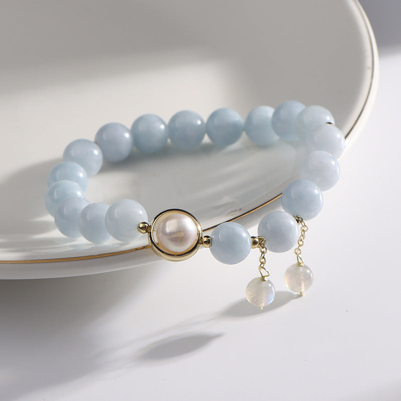 Fortune's Favor Aquamarine and Freshwater Pearl Bracelet by Planderful Collection