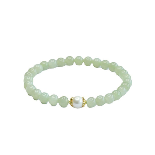 Fortune's Favor Sterling Silver Jade and Pearl Bracelet