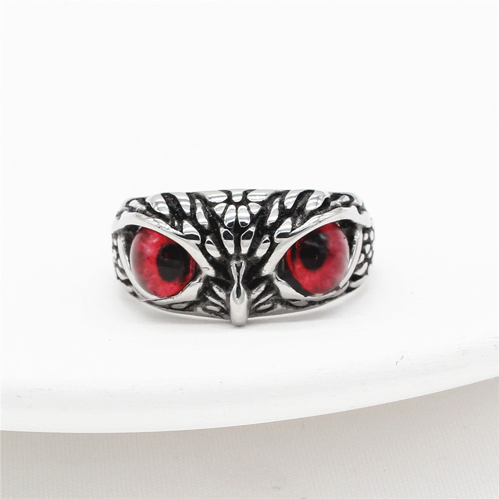 Personality Vintage Halloween Owl Titanium Steel Ring for Men