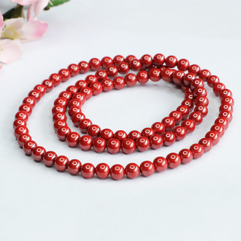 National Wind 108 Buddha Beads Bracelet with Cinnabar Stone