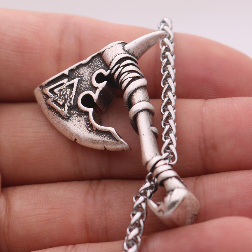 Norse Legacy Titanium Steel Viking Axe Pendant Necklace