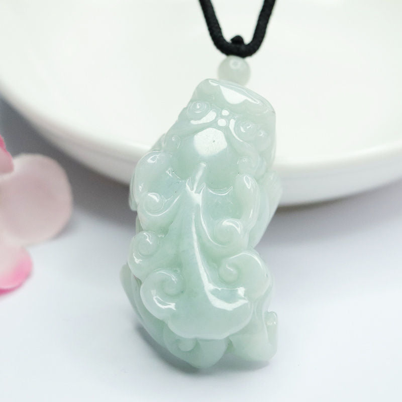 Fortune's Favor Sterling Silver Jade Pendant with Ruyi Pixiu Design