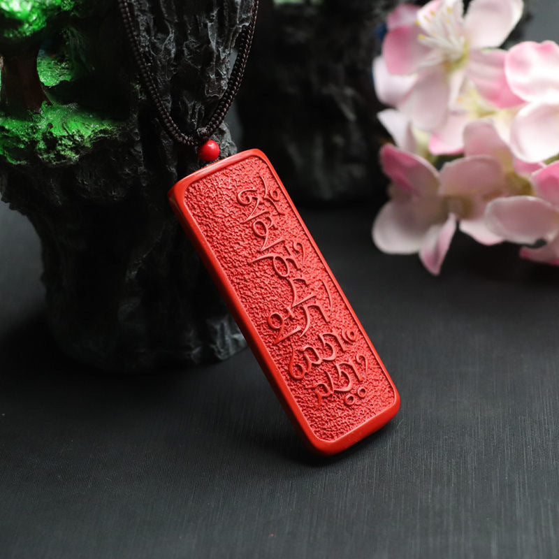 Red Sand Lotus Cinnabar Proverbs Pendant