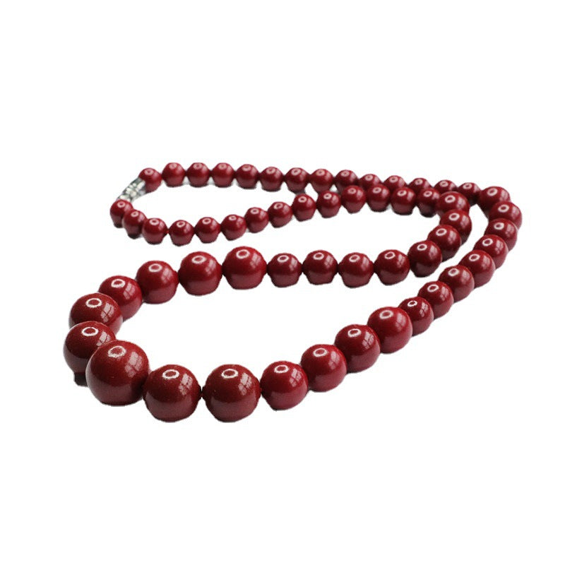 Cinnabar Necklace Different Sizes Beads Chain Jewelry