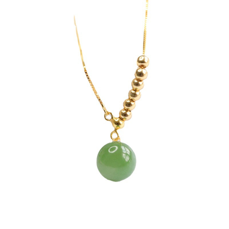 Jade Pendant and Jasper Bead Necklace with Sterling Silver