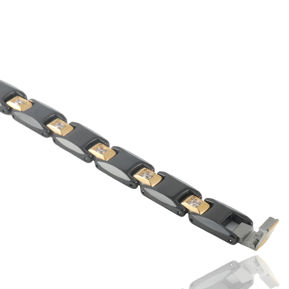 Punk-Inspired Unisex Titanium Steel Bracelet - Personalized Stainless Steel & Tungsten Design for Men and Women