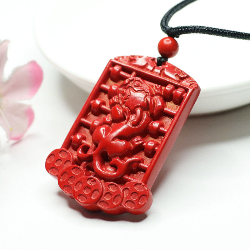 Mystical Cinnabar Pixiu Abacus Red Sand Pendant Jewelry