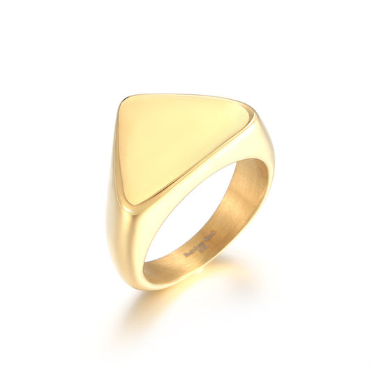 Exaggerated Geometric Stainless Steel Men's Ring - Simple Triangular Design for Everyday Wear