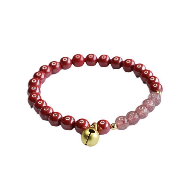 Emperor's Strawberry Crystal and Cinnabar Sterling Silver Bracelet