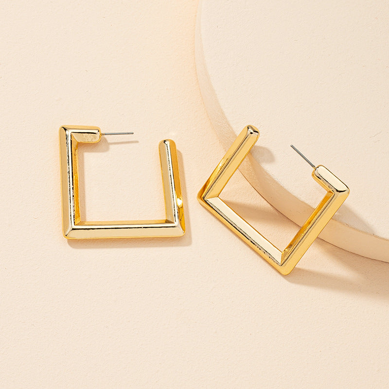 Retro Exaggerated Geometric Earrings Set with European Flair