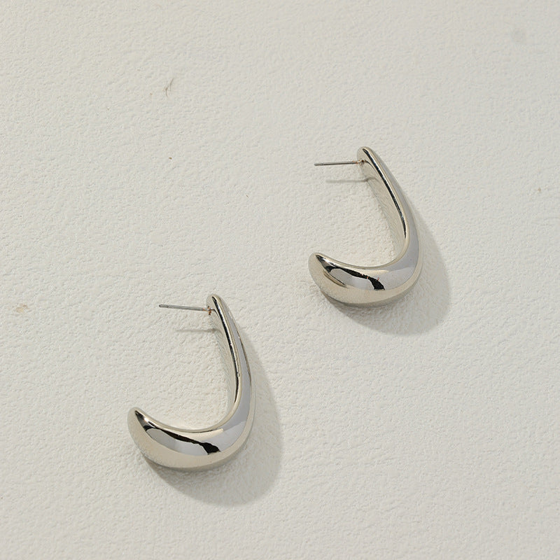 Luxurious CCB Curved Hook Earrings - Elegant Metal Earrings with European Flair