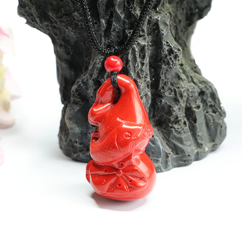 Vermilion Sand Gourd Pendant Red Sand Lotus Leaf Fish Retro Pendant