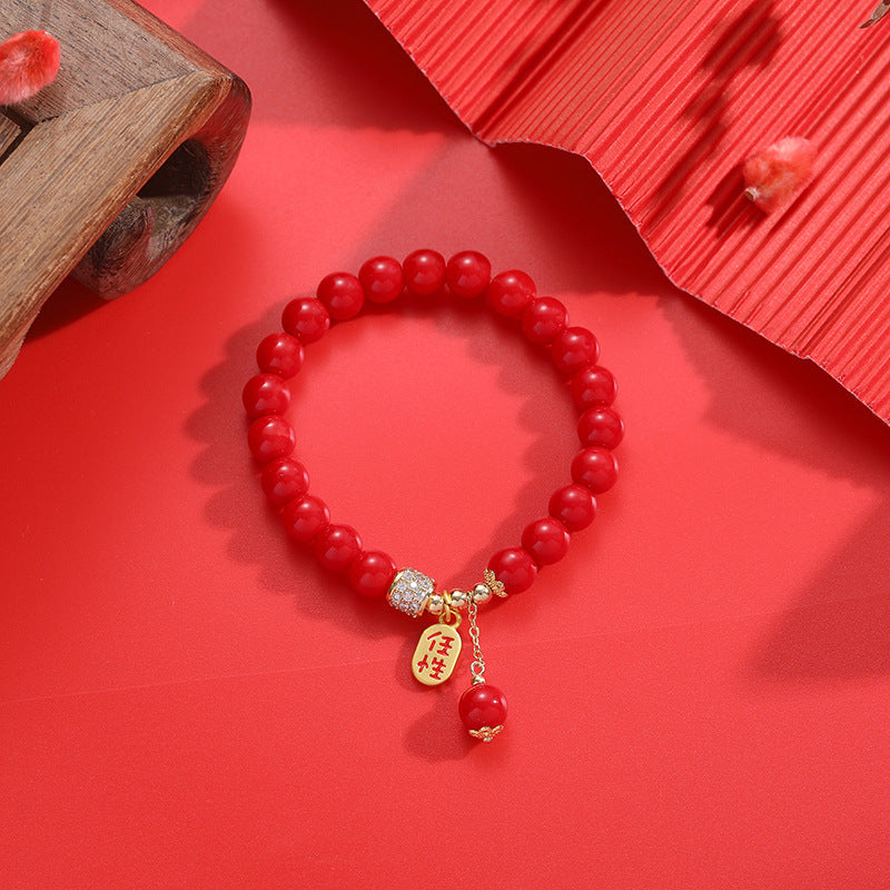 Festive Red Stone Bracelet for Prosperity and Blessings