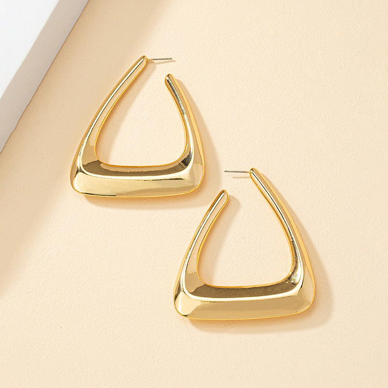 Exaggerated Geometric Gold Earrings - Vienna Verve Collection