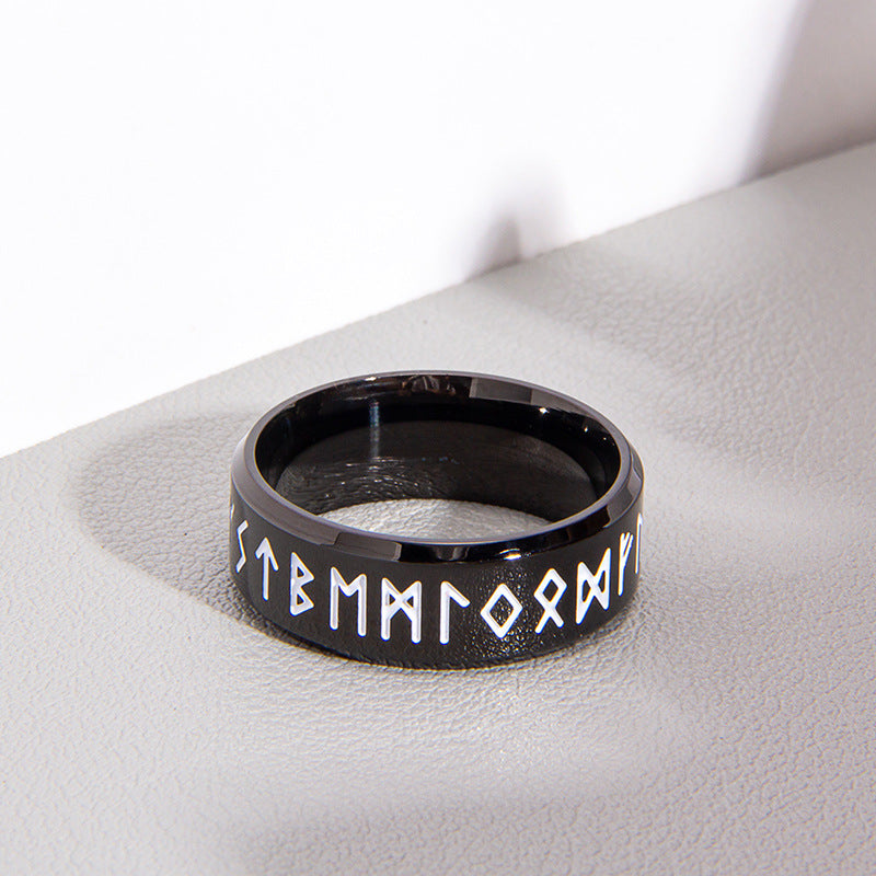 Norse Rune Totem Stainless Steel Men's Ring - Viking Style Jewelry