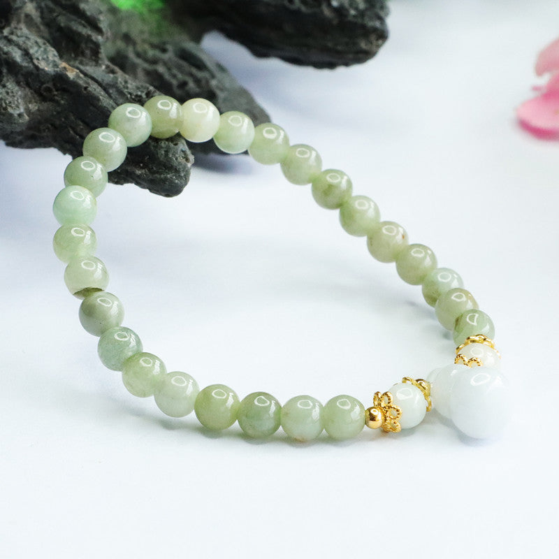 Fortune's Favor Sterling Silver Jade Gourd Bracelet