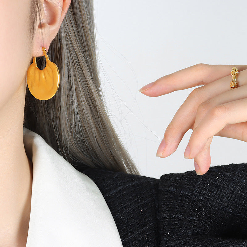 Geometric Handbag Shape Earrings in Gold-Plated Titanium Steel