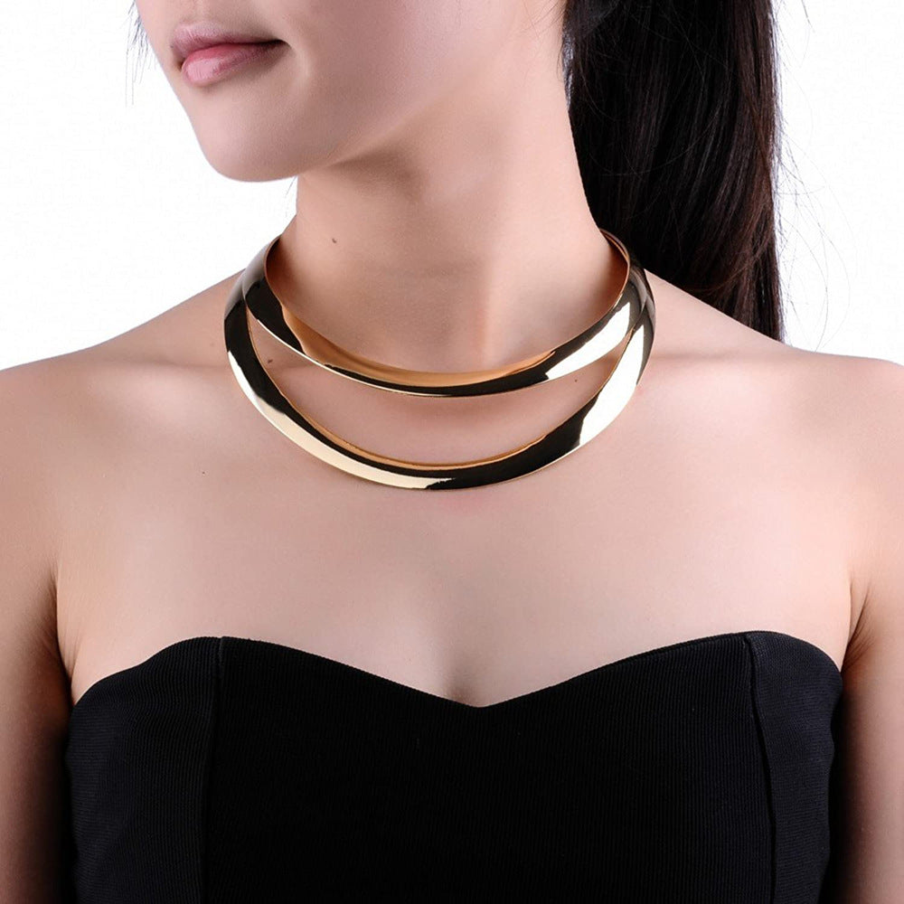 Punk Exaggerated Hollow Metal Collar Necklace by Planderful	Collection