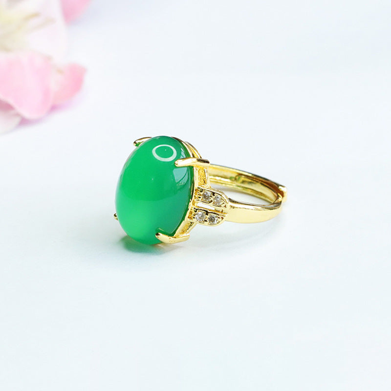 Green Chalcedony Sterling Silver Ring - Fortune's Favor