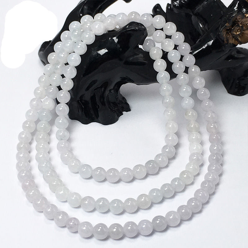 Myanmar A Grade Jade Necklace Ice White Beads Jewelry Gift