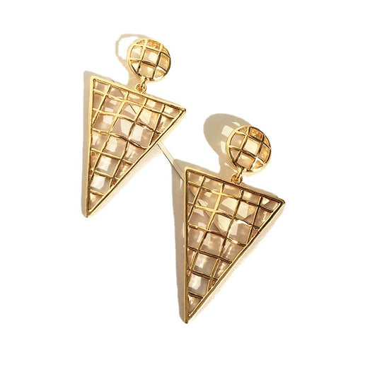 Exaggerated Geometric Shape Tennis Racket Earrings - Vienna Verve Collection