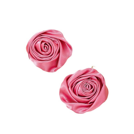 Rose Silk Earrings with European Charm and Street Style Flair