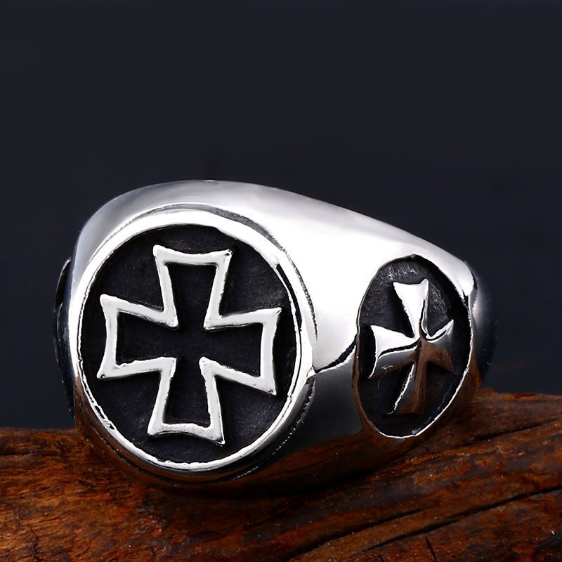 Titanium Steel Vintage Men's Cross Band Ring - Premium Wholesale Jewelry for Modern Styles