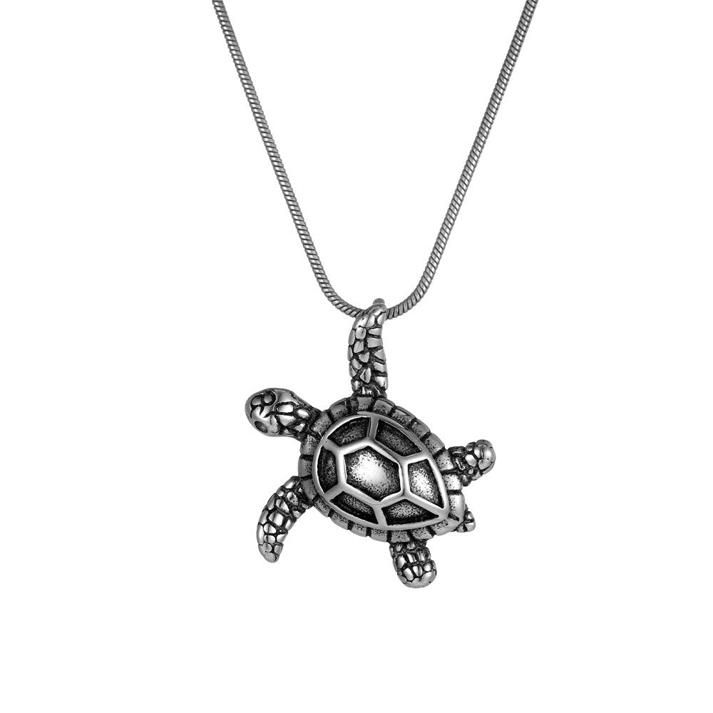 Elegant Titanium Steel Turtle Pendant Necklace - Unique Keychain Jewelry for Men