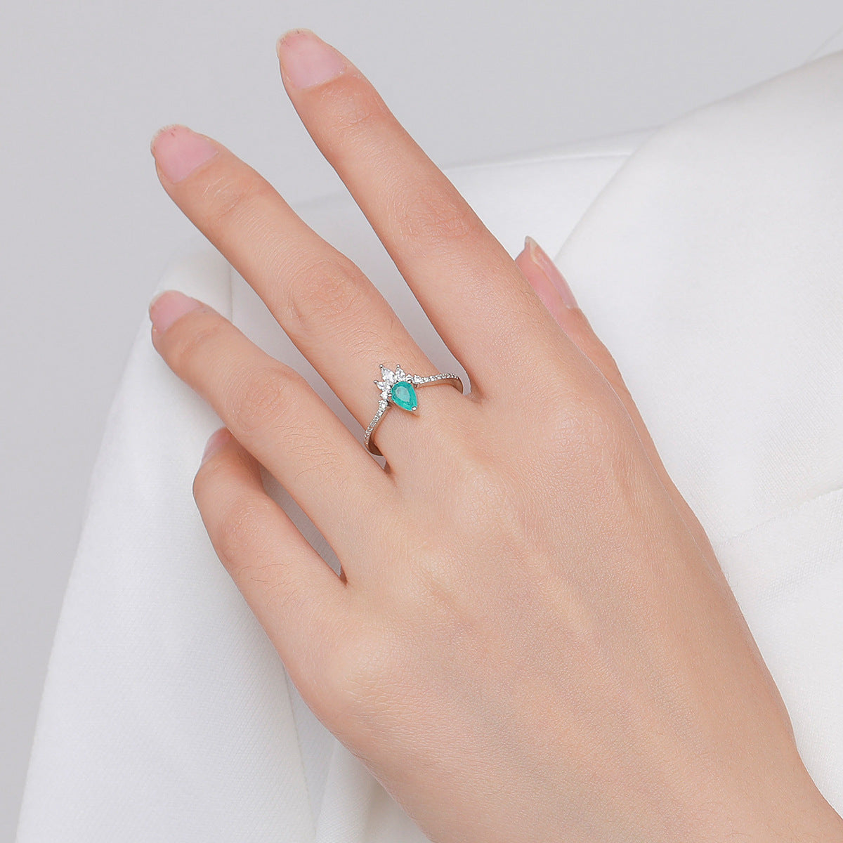 Korean Temperament Tourmaline Sterling Silver Ring