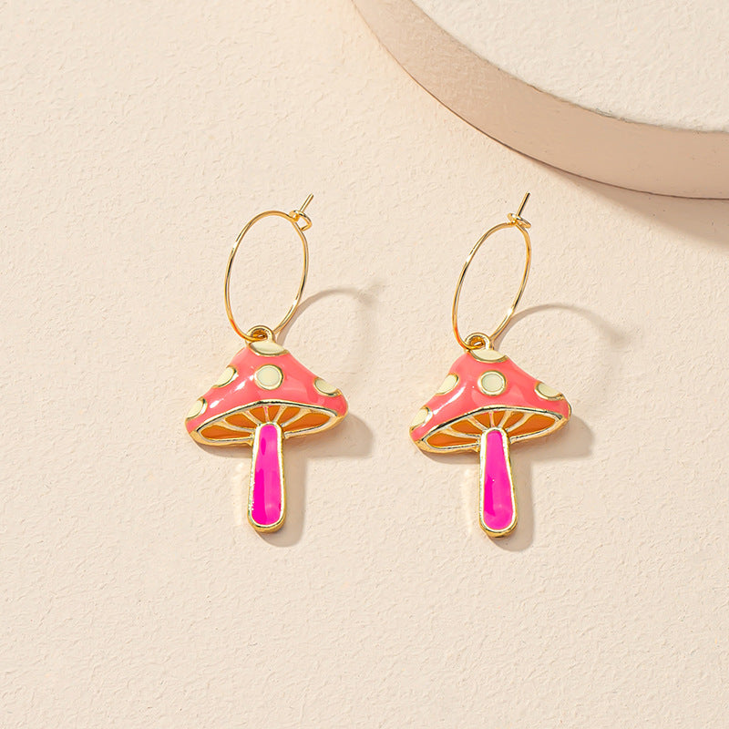 Enchanting Mushroom Earrings - Elegant Fusion of Japanese and Korean Styles