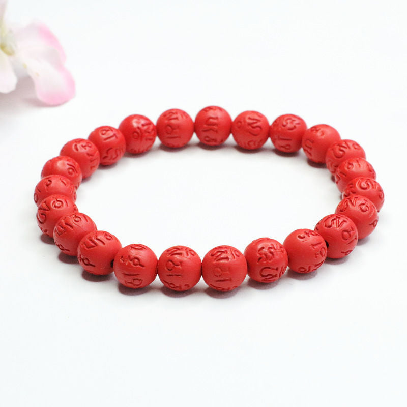 Red Sand Sterling Silver Bracelet with Cinnabar Stone