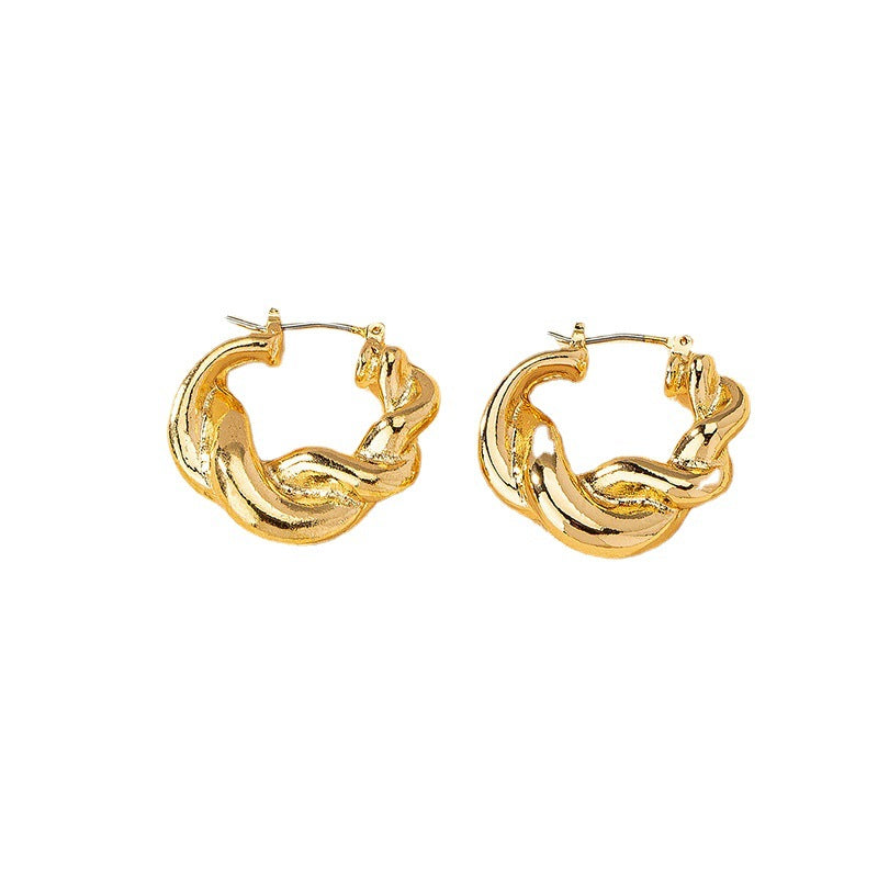 Twisted Metal Texture Earrings with Unique Design and High-end Appeal