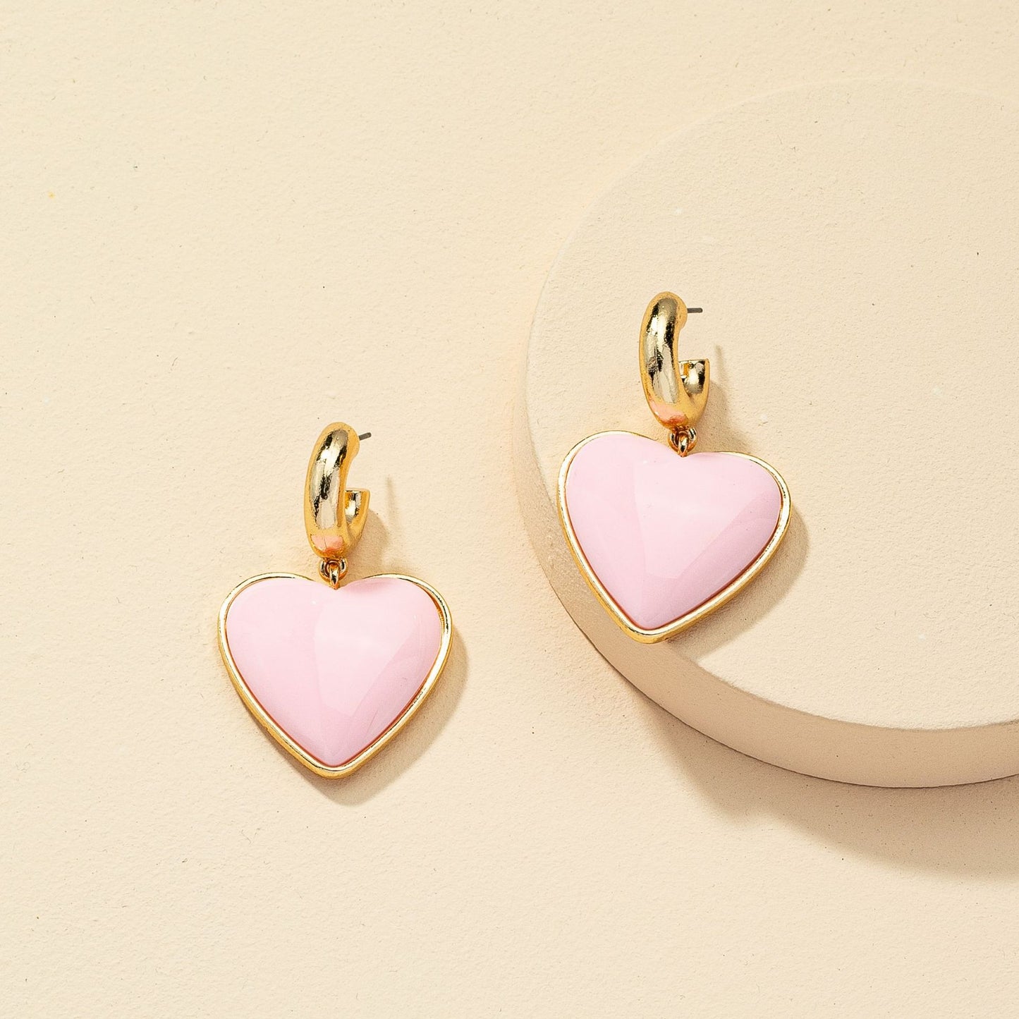 Exaggerated Peach Heart Earrings - Vienna Verve Collection