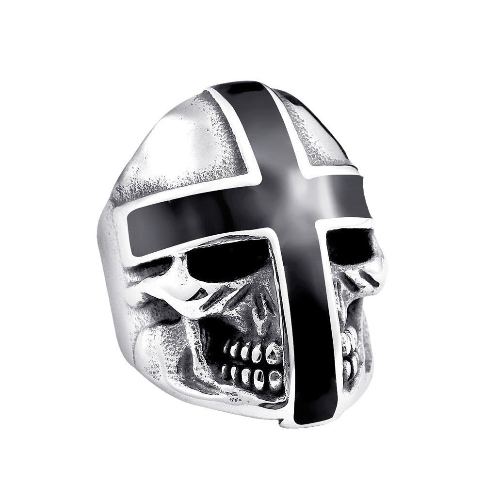 Bold Titanium Steel Cross Skull Ring for Men - Edgy Punk Style Jewelry Wholesale