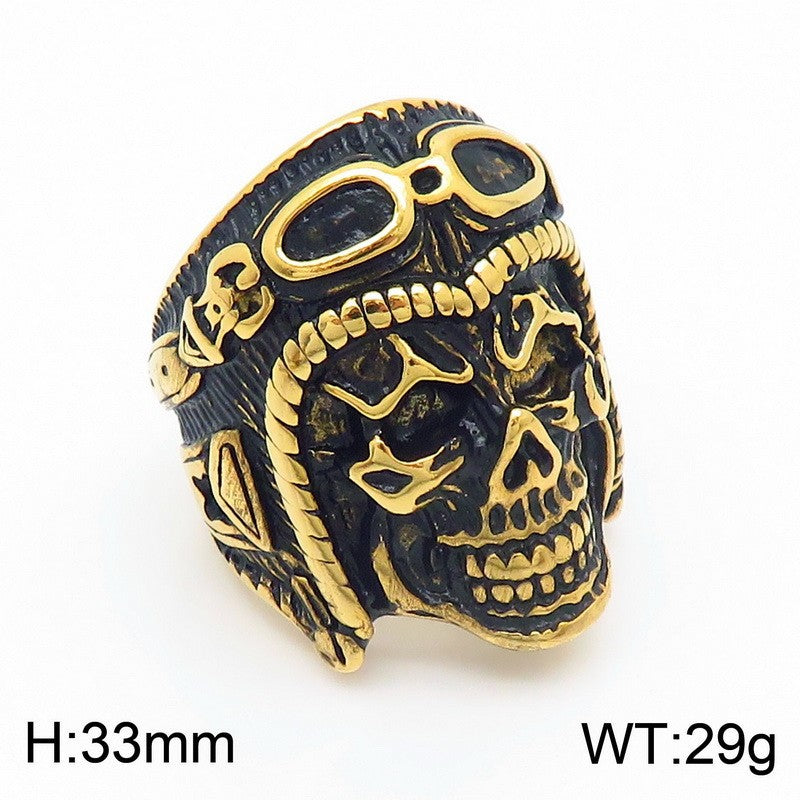 Punk Style Titanium Steel Skull Ring for Men - Retro Claw Design