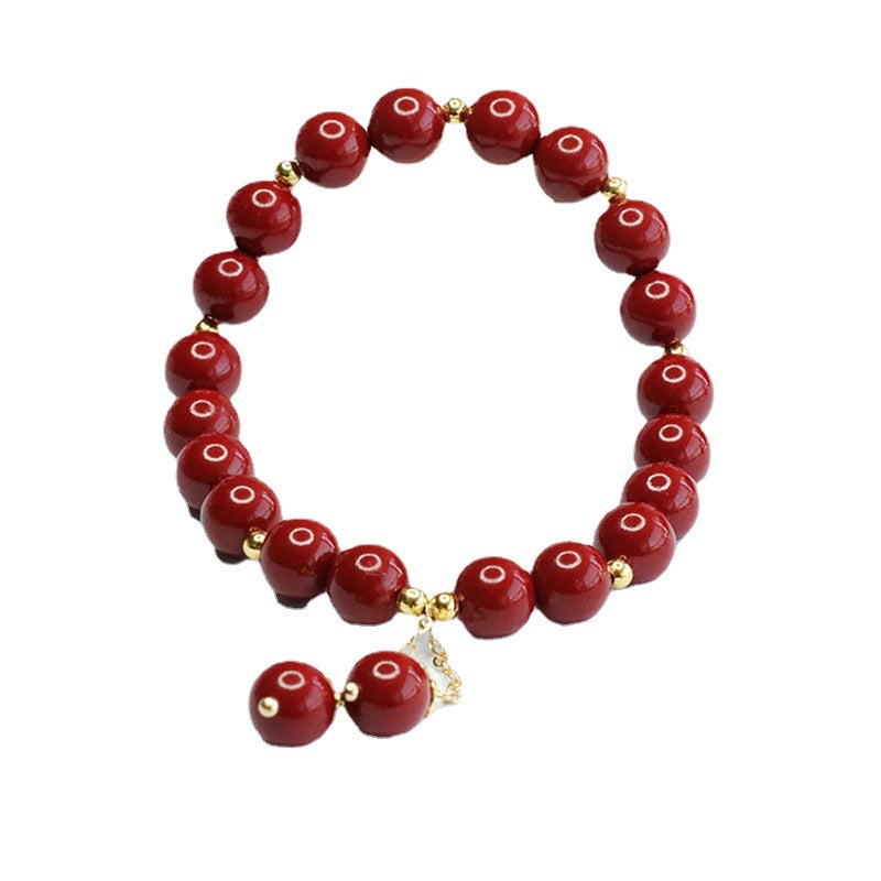 Cinnabar and Acacia Bean Sterling Silver Bracelet - Fortune's Favor Collection