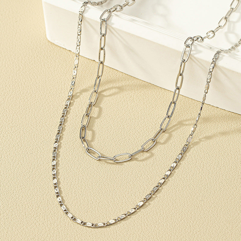 Elegant Layered Clavicle Chain Necklace Set with Cold Style Vibes