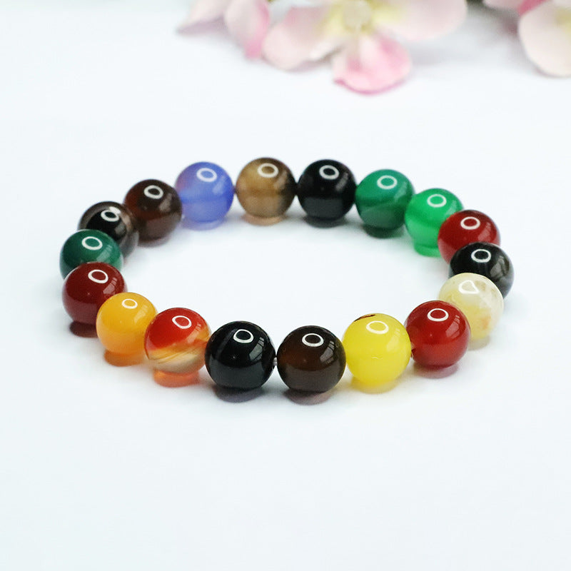 Colorful Chalcedony Bracelet - Sterling Silver with Agate, for Women