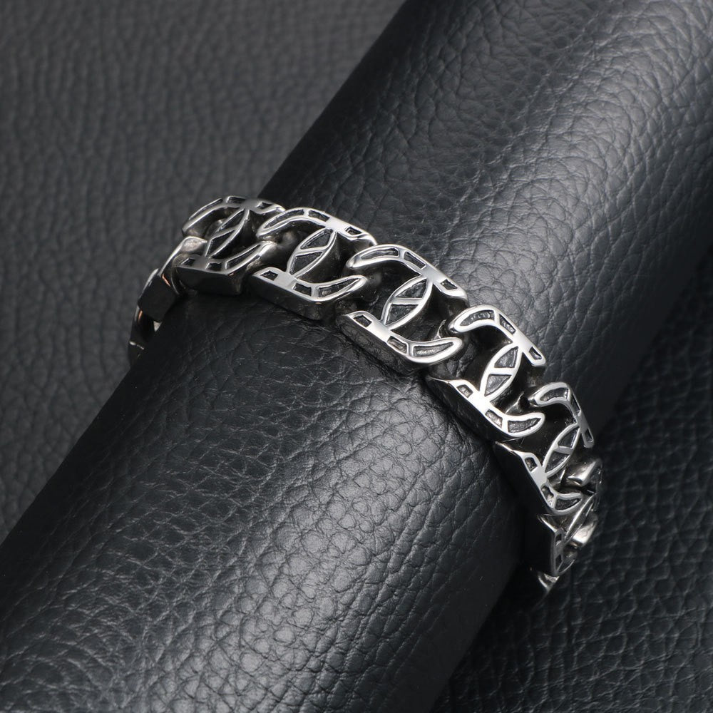 Roman-Inspired Titanium Steel Bracelet for Modern Men - Trendy Punk Fashion Accessory