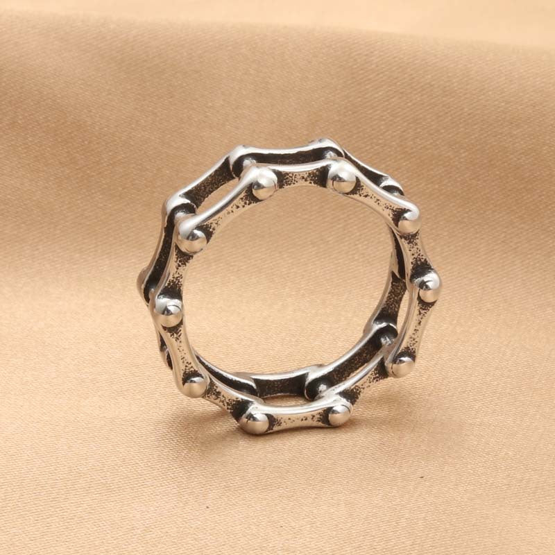 Retro Titanium Steel Chain Ring for Men - Trendy Locomotive Design Accessories