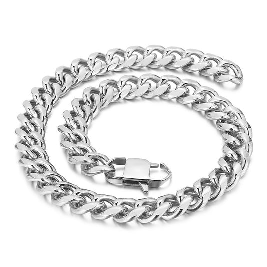 Cuban Chain Titanium Steel Men's Bracelet and Necklace - Bold Hip-Hop Accessories for European and American Style