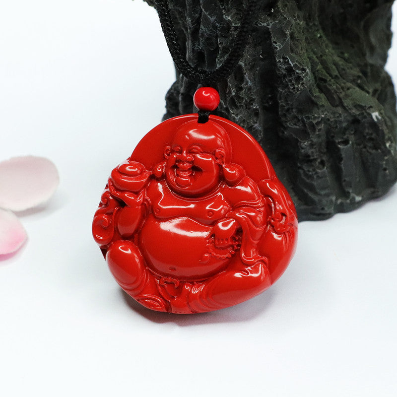 Cinnabar Buddha Pendant Red Sand Holding Money Buddha Pendant Jewelry