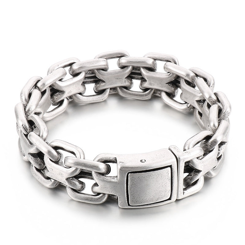 Customizable Modern Men's Stainless Steel and Titanium Bracelet with Interlocking Design