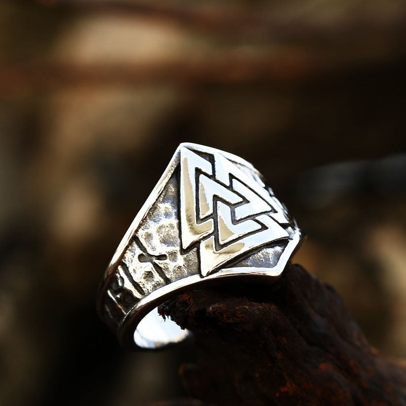 Titanium Steel Viking Stack Triangle Ring - Men's Retro Fashion Band